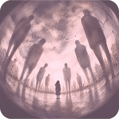 Distorted image of people